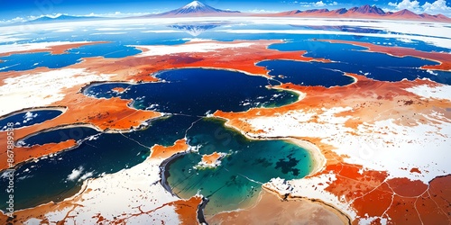 salar de uyuni bolivia anime style stunning aesthetic background