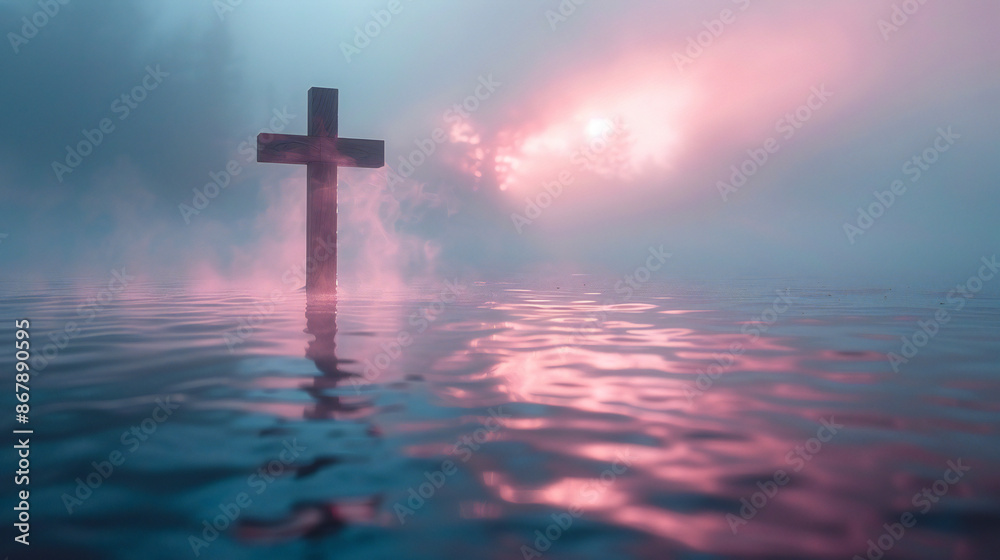 Lone cross over still water.
Lone cross over still water.
