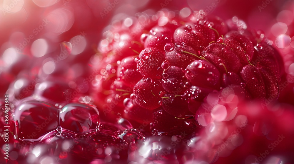 A super close-up of a mashed raspberry A super close-up of a mashed raspberry