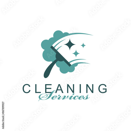 cleaning service design with window glass squeegee isolated on white background
