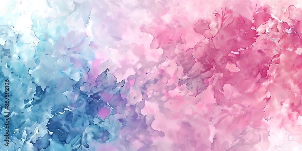 Fototapeta premium Abstract watercolor art in pink and blue tones. Concept of fluid painting, artistic background, vibrant hues, and modern art. Copy space. Banner