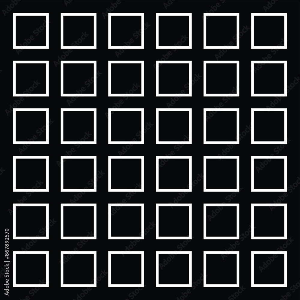 Black-filled, stroke-free square divided into a 6x6 grid. Black-filled, stroke-free square divided into a 6x6 grid.