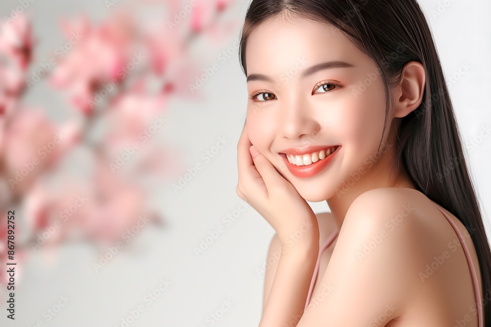Asian beauty, Asian model, cosmetics model, model, white background, cherry blossom background, floral background, long hair, girl, girl, sexy beauty, beauty wallpaper, elegant beauty, fresh beauty Asian beauty, Asian model, cosmetics model, model, white background, cherry blossom background, floral background, long hair, girl, girl, sexy beauty, beauty wallpaper, elegant beauty, fresh beauty