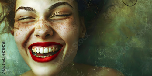 happy woman, ai generated.	