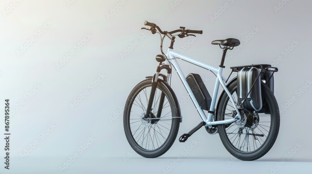Fototapeta premium Lithium-ion cell pack in an electric bicycle demonstrating eco-friendly transportation and efficiency. Lithium-ion cell pack