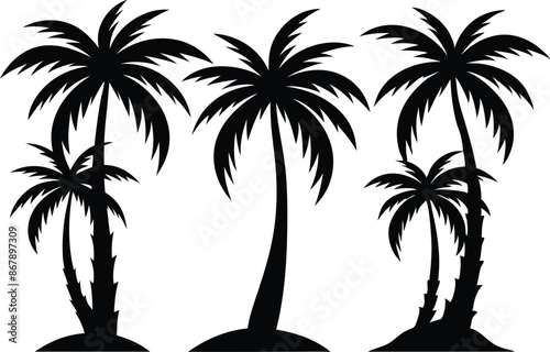 Coconut tree silhouette vector art