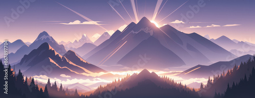 sunset in the mountains