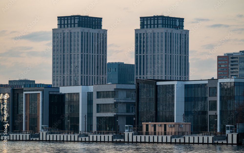 Naklejka premium modern high-rise multi-storey business class building, residential complex