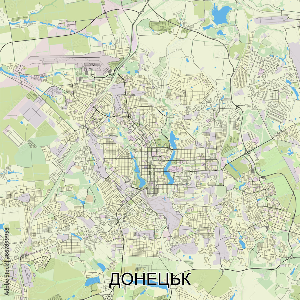 Donetsk, Ukraine map poster art Donetsk, Ukraine map poster art