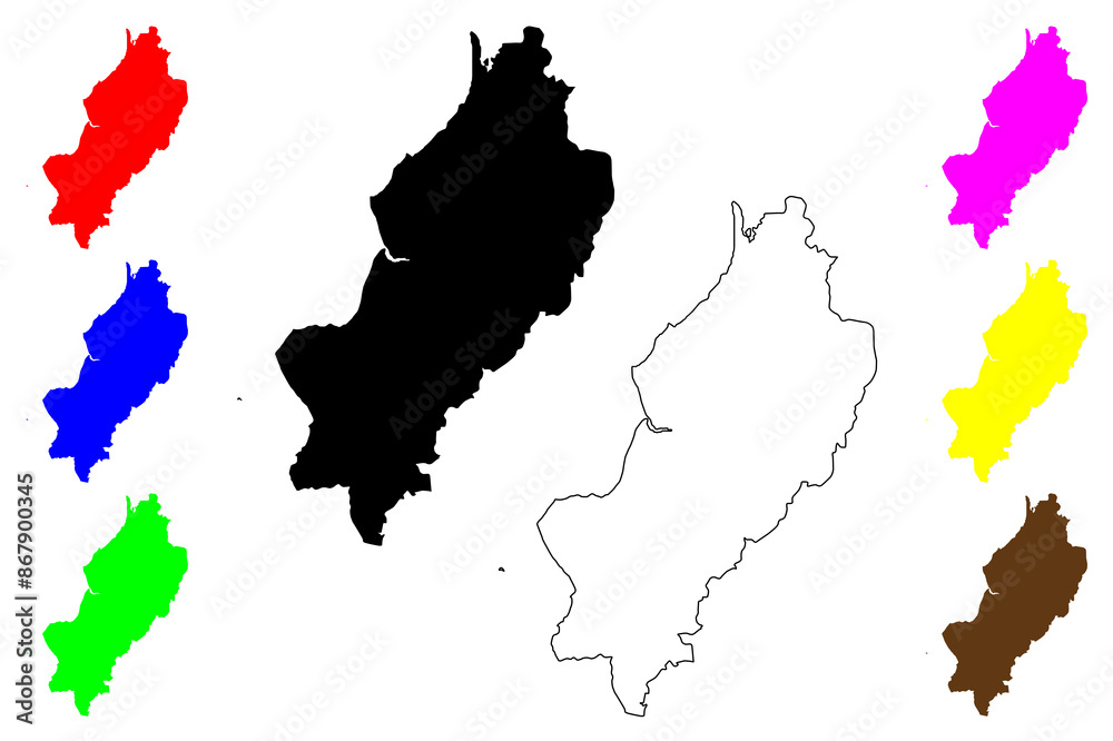 Obraz premium Manabi Province (Republic of Ecuador, Provinces of Ecuador) map vector illustration, scribble sketch Manabi map....