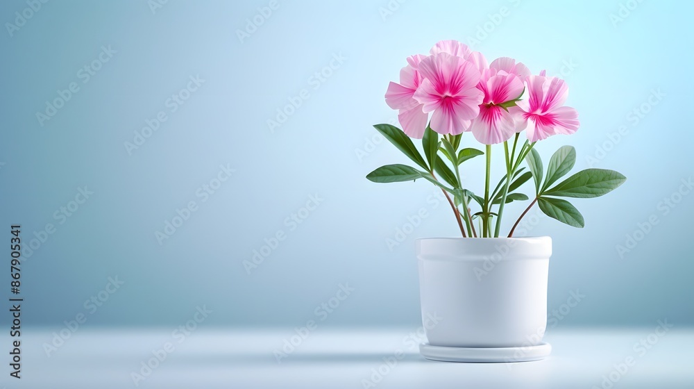 A simple arrangement of a single sweet pea in a white pot on a plain surface. List of Art Media Minimalist realistic A simple arrangement of a single sweet pea in a white pot on a plain surface. List of Art Media Minimalist realistic