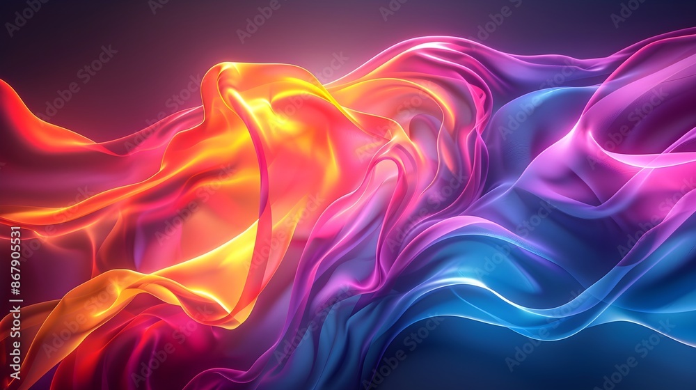Naklejka premium Futuristic abstract background with colorful glowing lines forming shapes