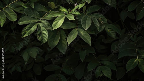 Ashoka tree leaves in darkness some green some dry