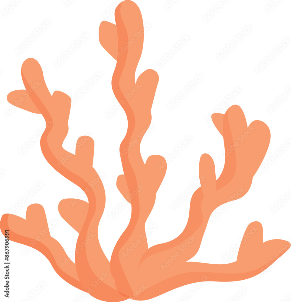 Single bush of laminaria growing underwater in warm sea, marine plant life, element of flora of sea depths Single bush of laminaria growing underwater in warm sea, marine plant life, element of flora of sea depths