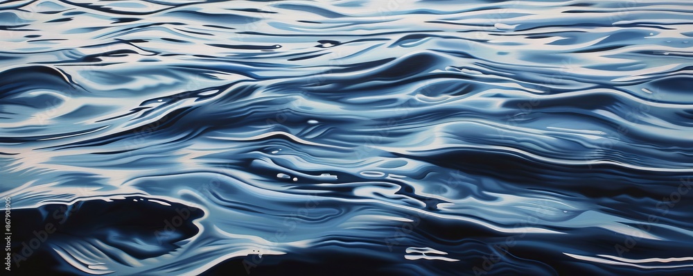 Calm blue ocean waves with soft light reflections Calm blue ocean waves with soft light reflections