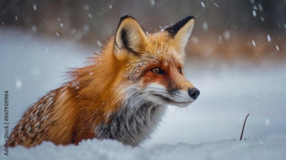 a red fox in the snow a red fox in the snow