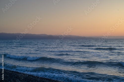 Sun rise at the beach. Sun rising at sea horizon. Golden hour.1
