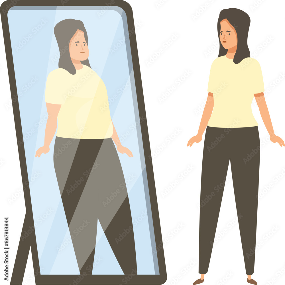 custom made wallpaper toronto digitalYoung woman is unhappy with her body image as she sees a distorted, overweight reflection