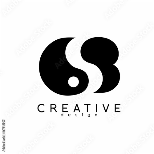Abstract letter SB logo design with Yin Yang concept.