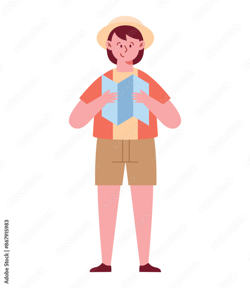 woman tourist with map in hands woman tourist with map in hands