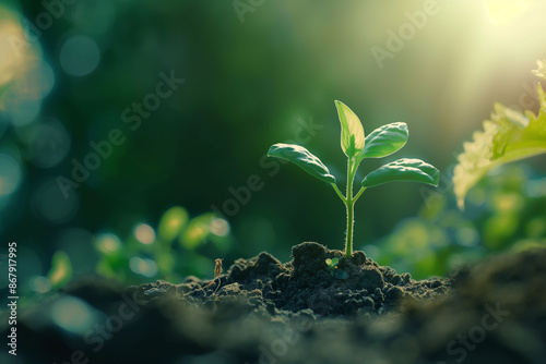 green sprout in the sun, growth and nurture concept