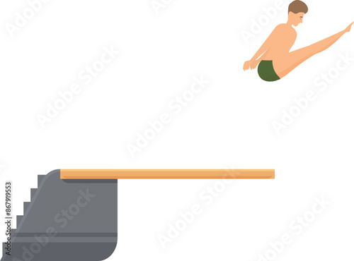Male athlete is performing a graceful jump from a springboard