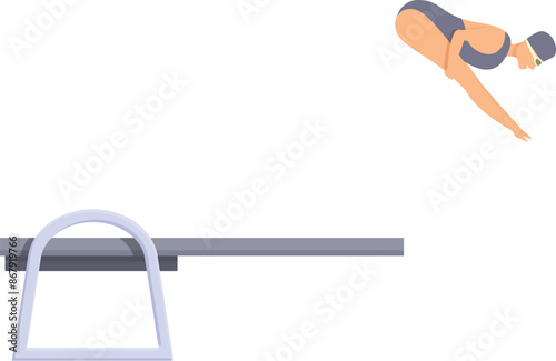 Professional swimmer jumping from a springboard during a swimming competition