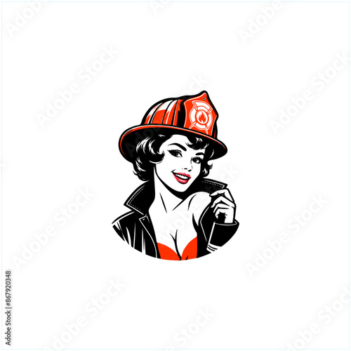 pinup girl firefighter hoy drawing