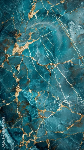 Abstract turquoise marble texture with golden veins, luxurious design. Elegant and opulent concept © iVGraphic