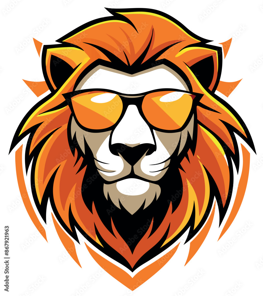 Cool lion head with sunglasses vector illustration, perfect for logos, mascots, and t-shirt designs Cool lion head with sunglasses vector illustration, perfect for logos, mascots, and t-shirt designs