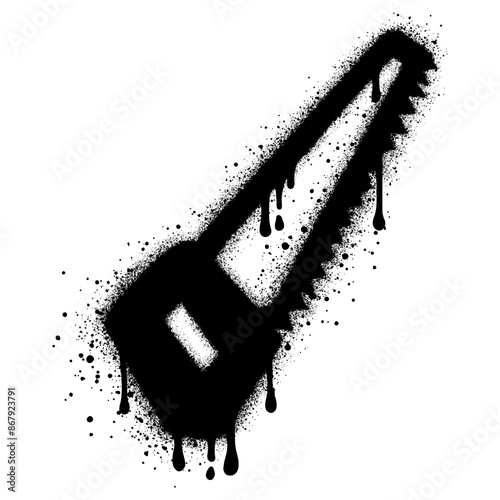 chainsaw graffiti with black spray paint.