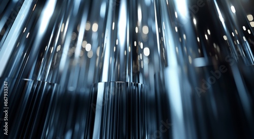 Close Up of Shiny Metal Cylinders in an Industrial Setting