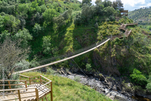 Wooden structure path on Nisa s walkways at Barca da amieira do tejo