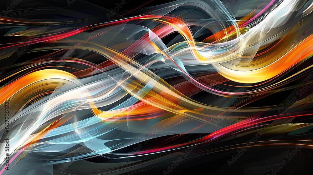 Contemporary Digital Art with Bright Stripes and Flowing Motion Lines Contemporary Digital Art with Bright Stripes and Flowing Motion Lines