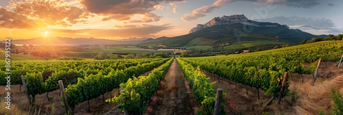 Vineyards in the Southern French region of Languedoc during a summer evening