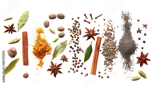 Fototapeta Naklejka Na Ścianę i Meble -  Various spices on white background