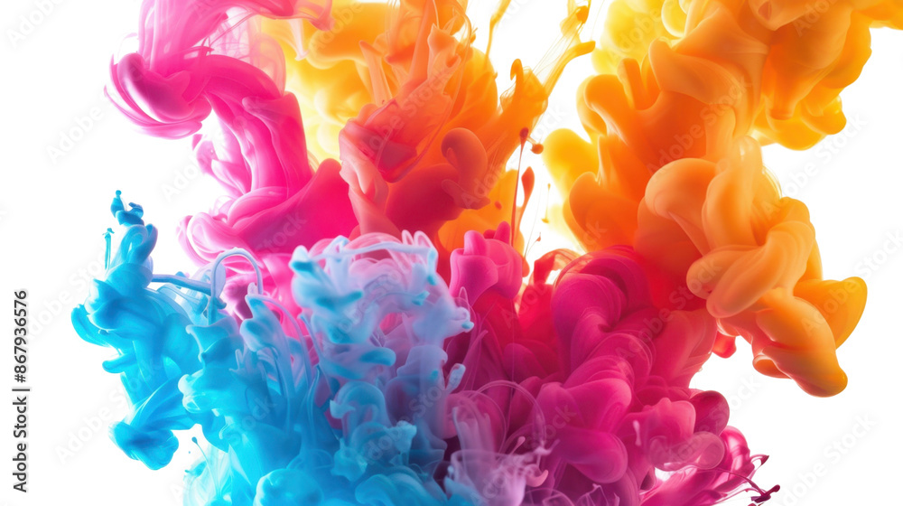 Obraz premium Colorful splash paint color powder festival explosion burst on transparent background
