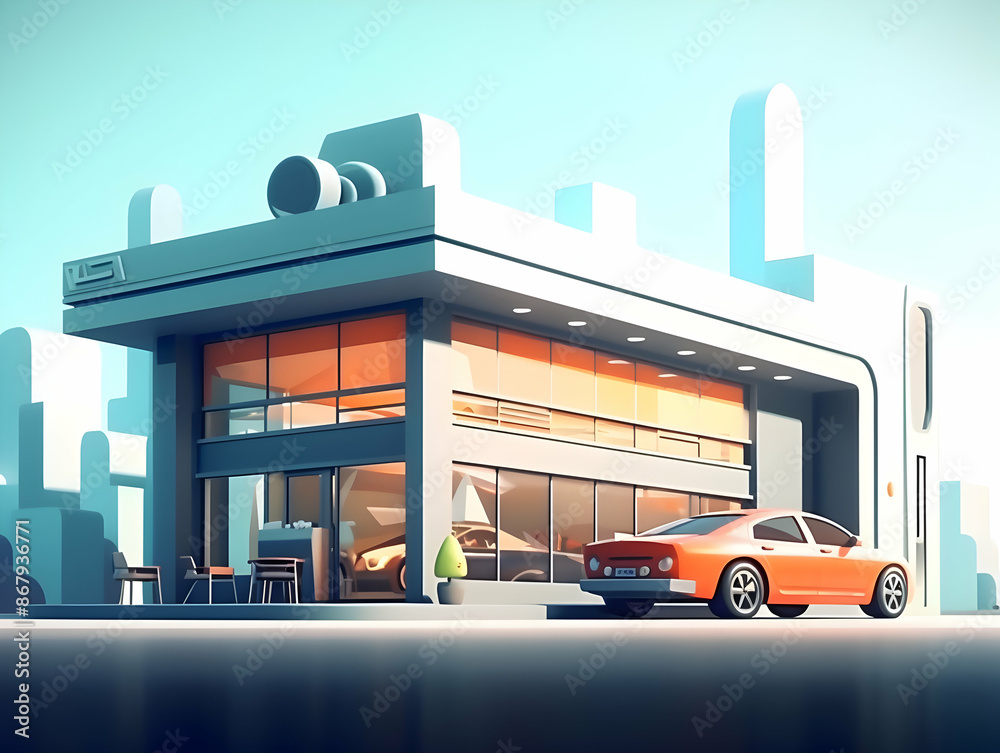 Fototapeta premium Automobile Repair Shop, Auto Vehicle Service Center, Car Service and maintenance center, Car engine diagnostics and repair