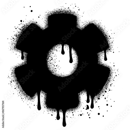 Settings icon graffiti with black spray paint.