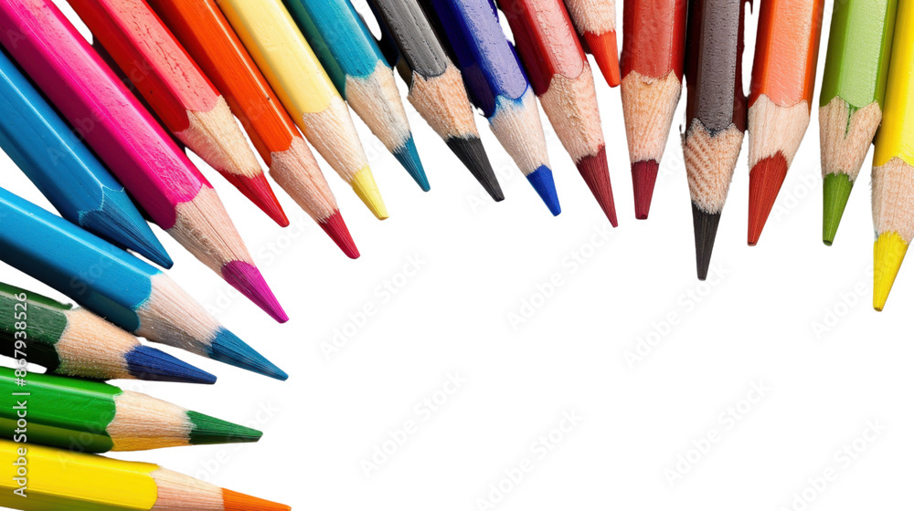 Fototapeta premium Colored pencils on transparent background