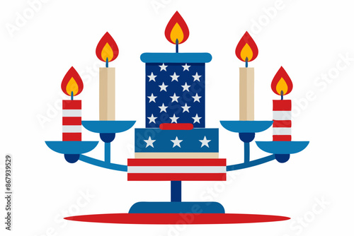 4th-of-july candle holder vector illustration 