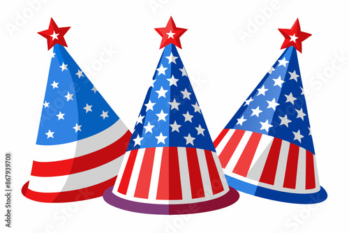 4th-of-july themed party hats vector illustration
