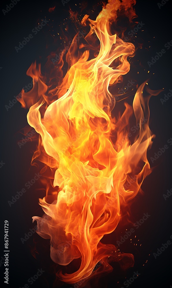Fototapeta premium Fire flames isolated on black background