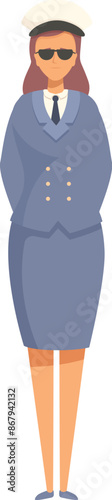 Ship captain is standing with her hands behind her back