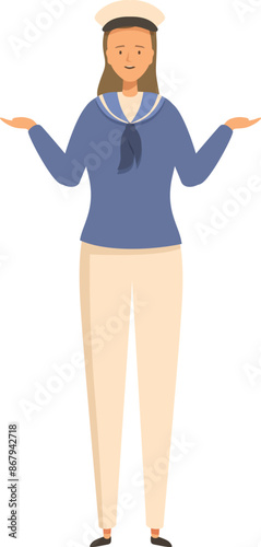 Female sailor is shrugging with a puzzled expression on her face