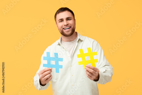 Handsome young man with has...