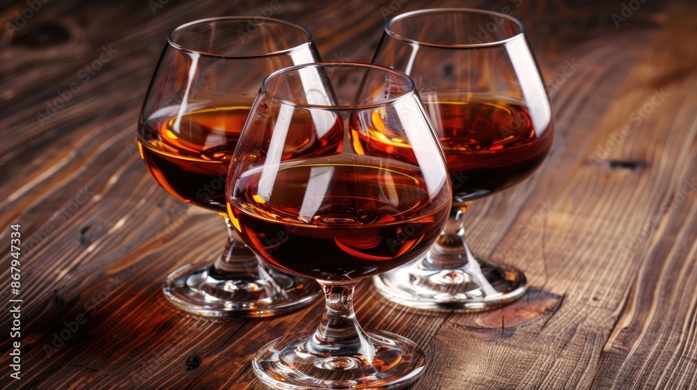 Glass with brandy on the table