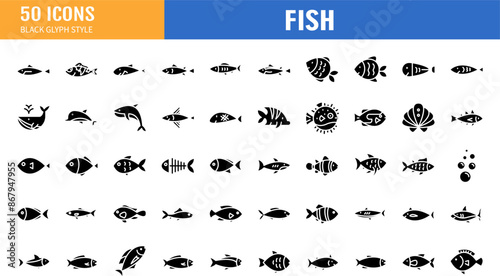 Fishes icons set. Fish icon. 
