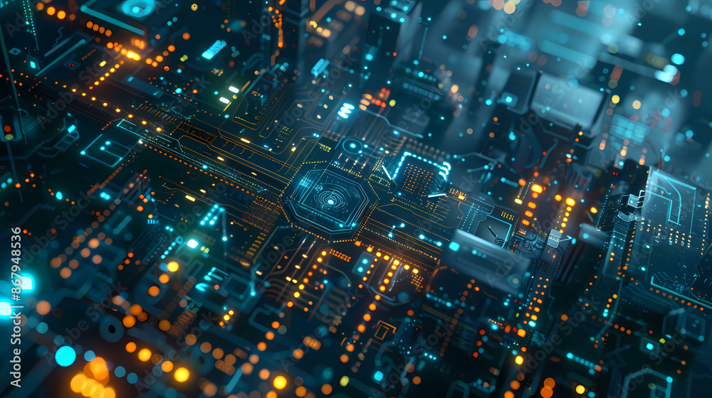 Technology internet network high speed. Abstract digital futuristic circuit, Cyber science tech, Innovation communication. illustration.