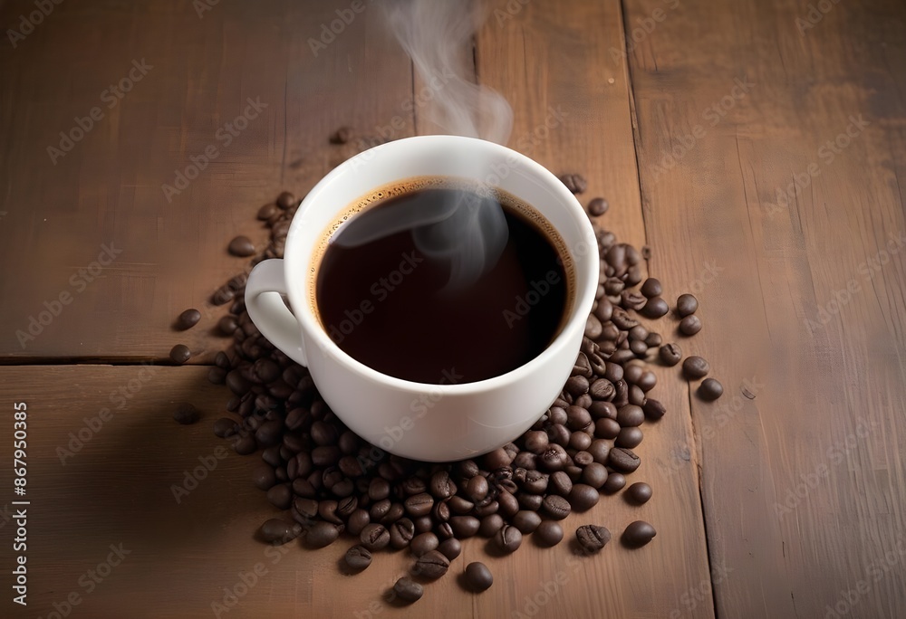 cup of coffee with bean cup of coffee with bean